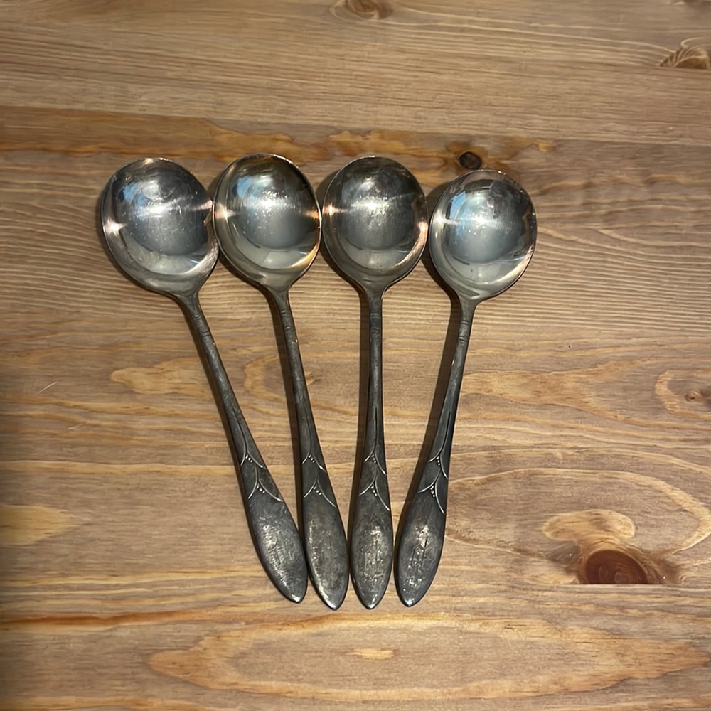 Sterling silver monogrammed soup spoons
